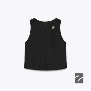 تیشرت یقه‌دار چین‌دار با تزئینات از برند زارا (زنانه)