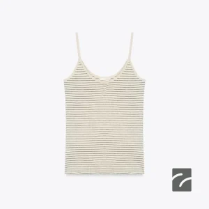 تی‌شرت اسلیم فیت یقه گرد کتان و پنبه از برند زارا (زنانه)