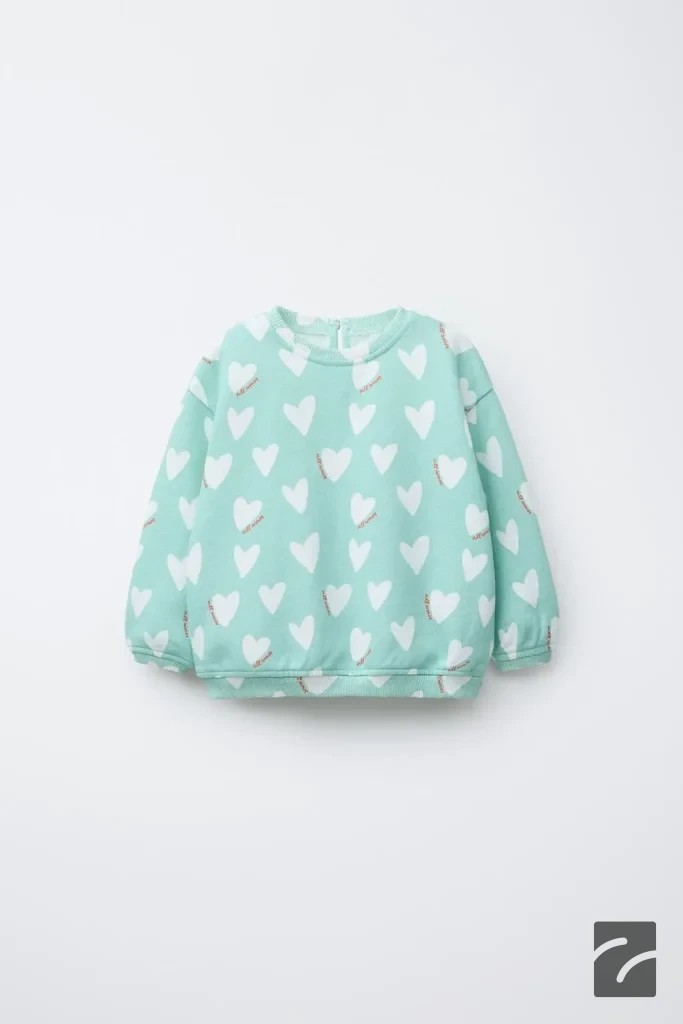 سویشرت آستین بلند یقه گرد پنبه‌ای از برند زارا (بچه گانه)