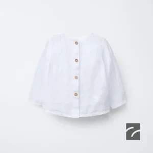 پیراهن یقه باز کتان آستین بلند از برند زارا