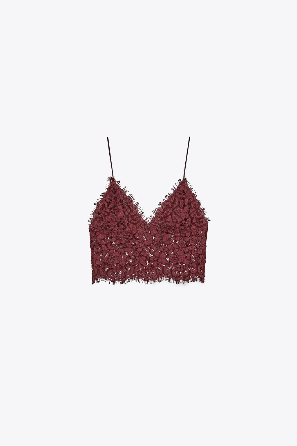 تاپ کراپ نازک با یقه V و جزئیات از برند زارا (زنانه)