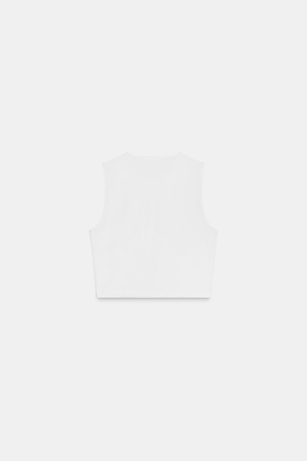 بلوز کتان بدون آستین یقه گرد از برند زارا (زنانه)