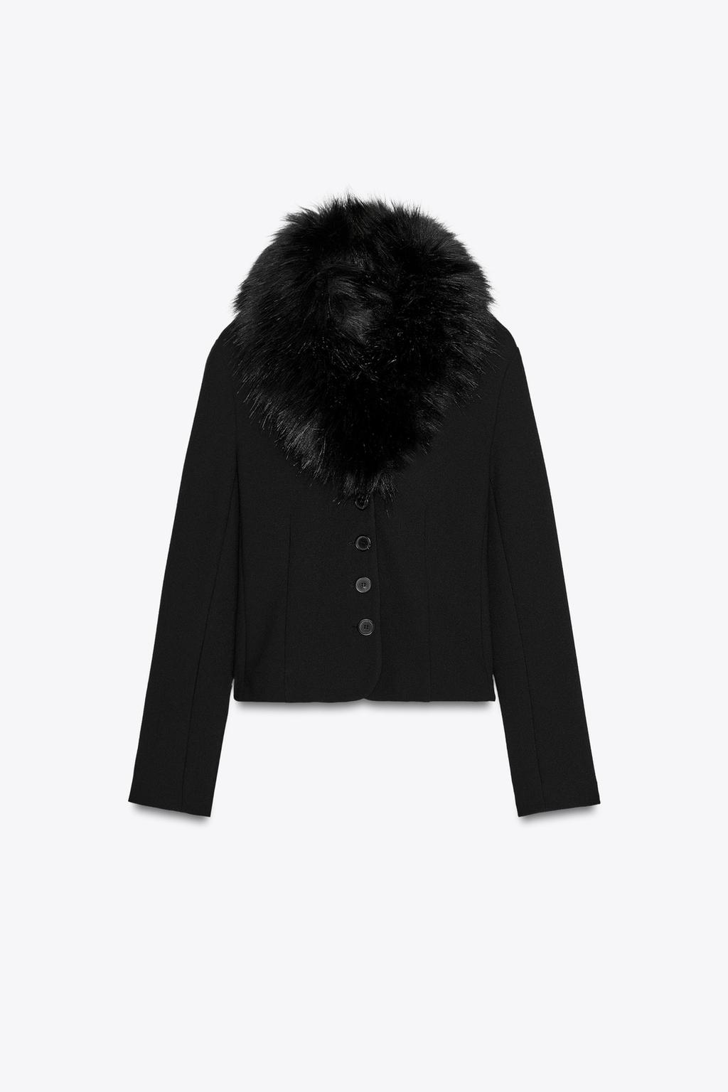 ژاکت زنانه با یقه کلاپا و خز از برند زارا (زنانه)