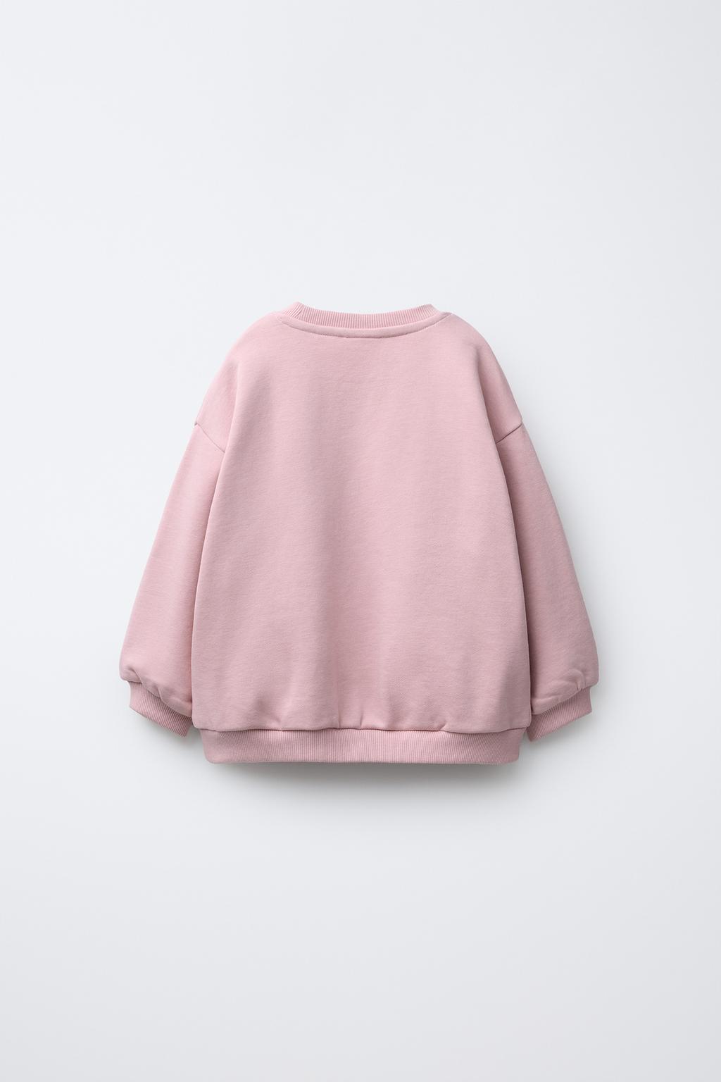 سویشرت آستین بلند یقه گرد با جیب قلبی از برند زارا (بچه گانه)