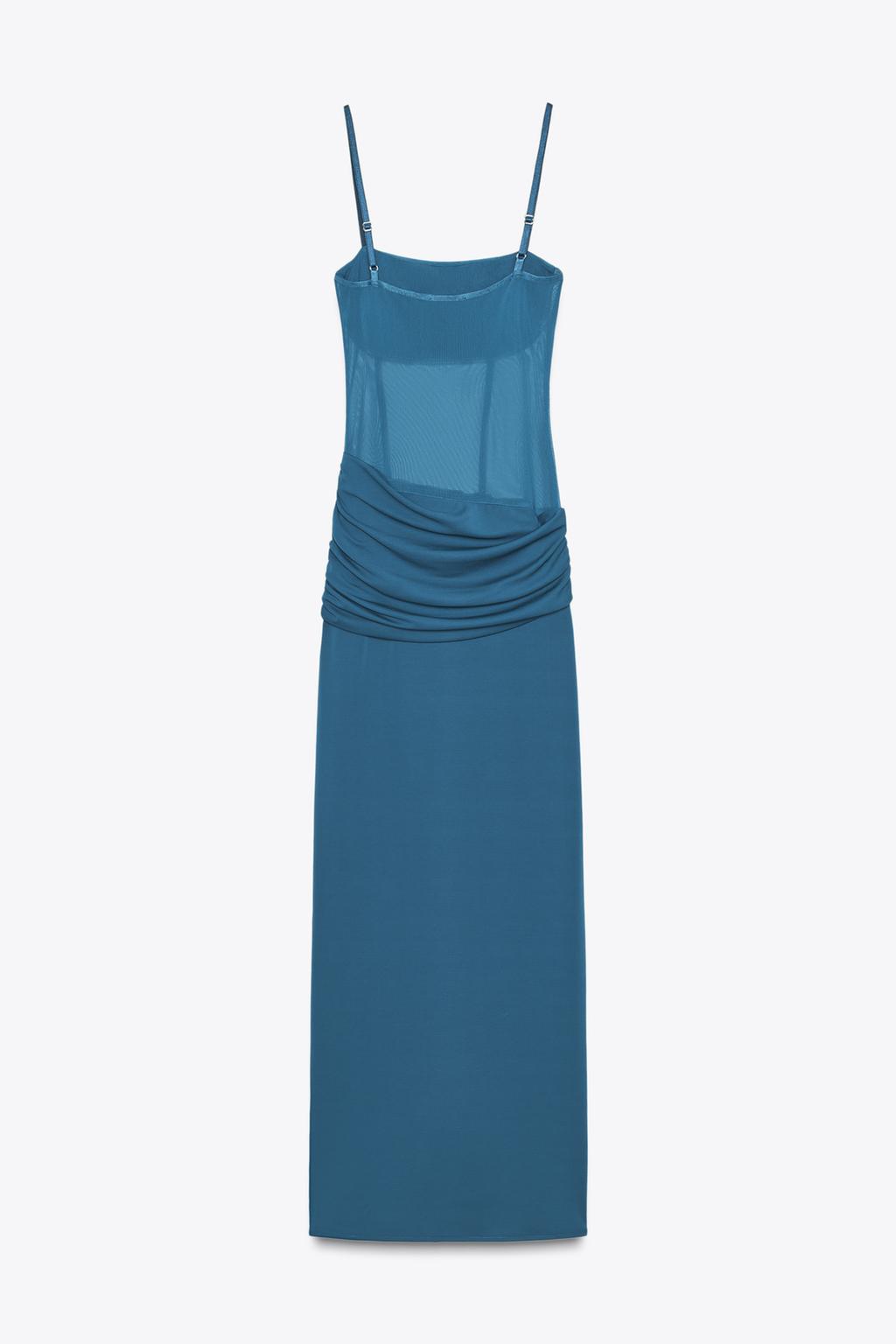 پیراهن بلند یقه صاف با بند نازک از برند زارا (زنانه)