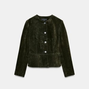 جکت چرم 100% با یقه دوچرخه‌ای از برند زارا (زنانه)