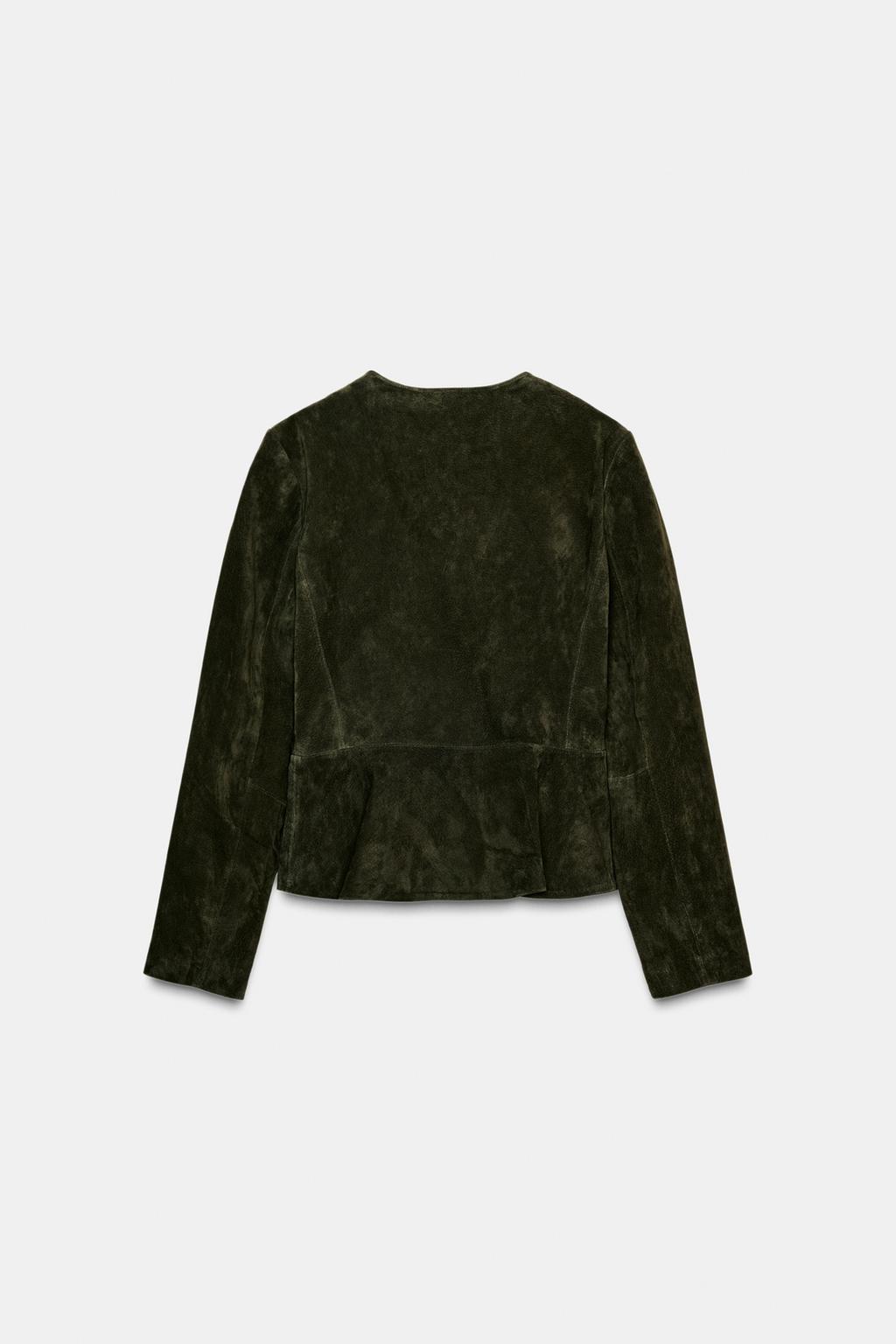 جکت چرم 100% با یقه دوچرخهای از برند زارا (زنانه)