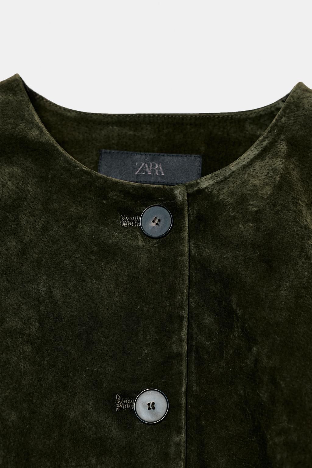 جکت چرم 100% با یقه دوچرخهای از برند زارا (زنانه)