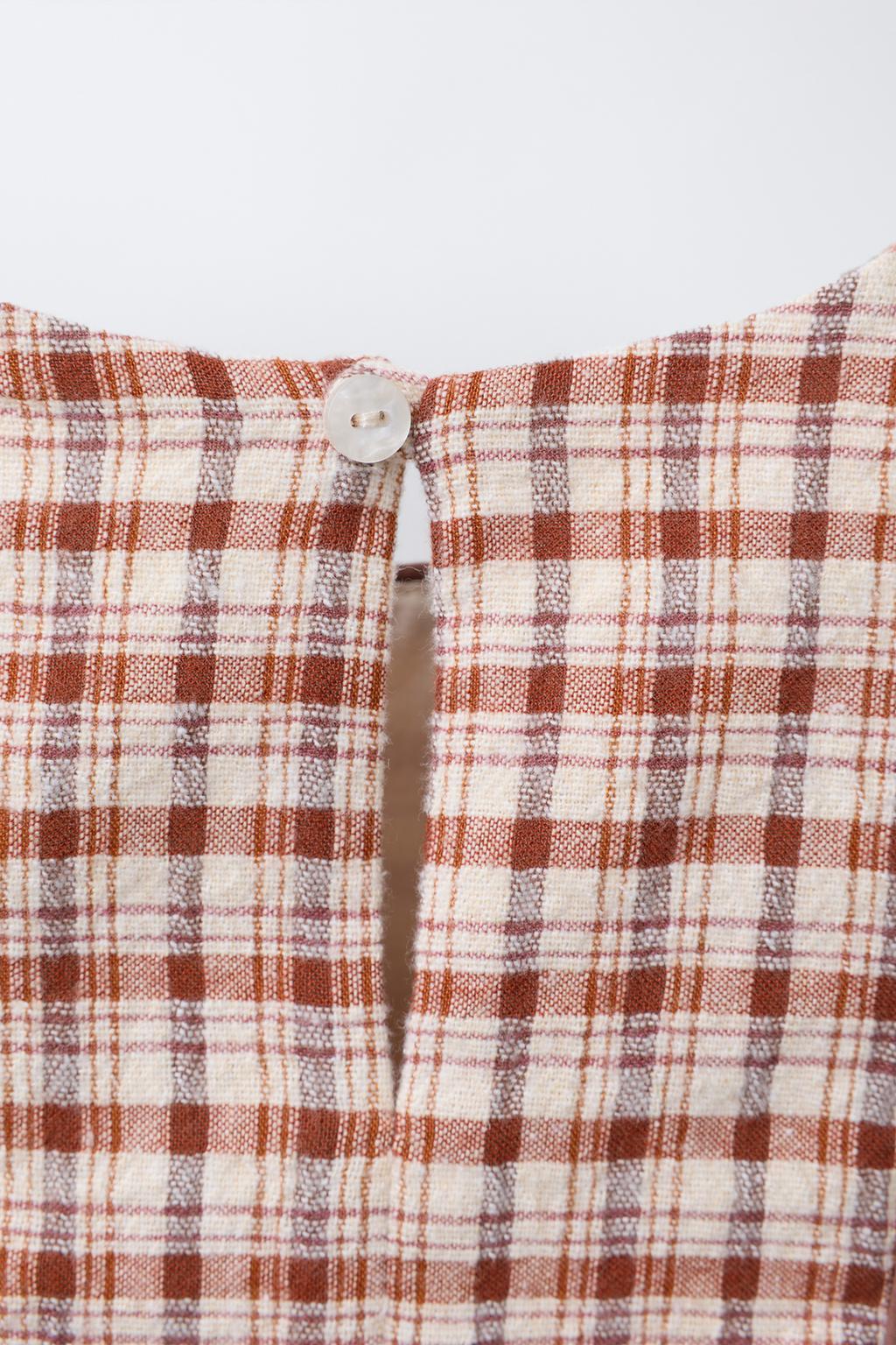 پیراهن بلند آستیندار چهارخانه از برند زارا (بچه گانه)